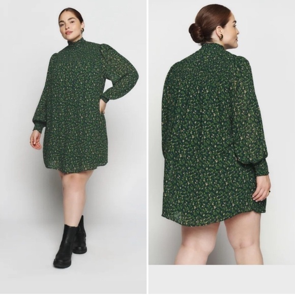 Reformation NWT Brandi Dress Green Floral Smocked ES Coriander 2X Plus New - Picture 4 of 6
